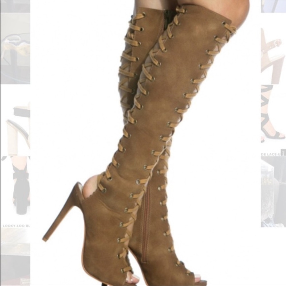 CAPE ROBIN OLGA TAN KNEE HIGH BOOTS